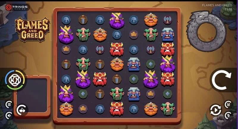 Flames and Greed - 7×7 ızgaralı ana ekran